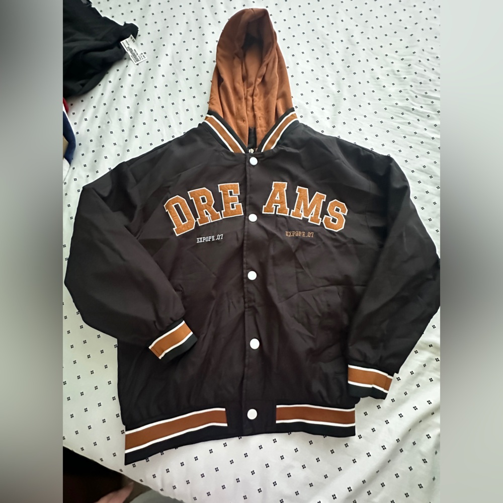 Barefoot Dreams Black and Brown Varsity Jacket